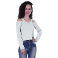 thumbnail image 1 of Moomaya Womens Cold Shoulder Short Top Solid Full Sleeves Summer Tee Tops, 1 of 6