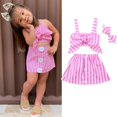 thumbnail image 2 of Ensemble 2 Pcs pour Tout-Petits Fille Été Crop Tops T-Shirt Jupe Courte Robe Vêtements, 2 of 4