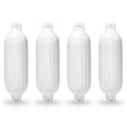 thumbnail image 1 of NEH Twin Eye Ribbed Boat Pontoon Fender 6.5" x 23" 4pcs Inflatable Vinyl Mooring Bumpers Guard Dock Docking - White, 1 of 3