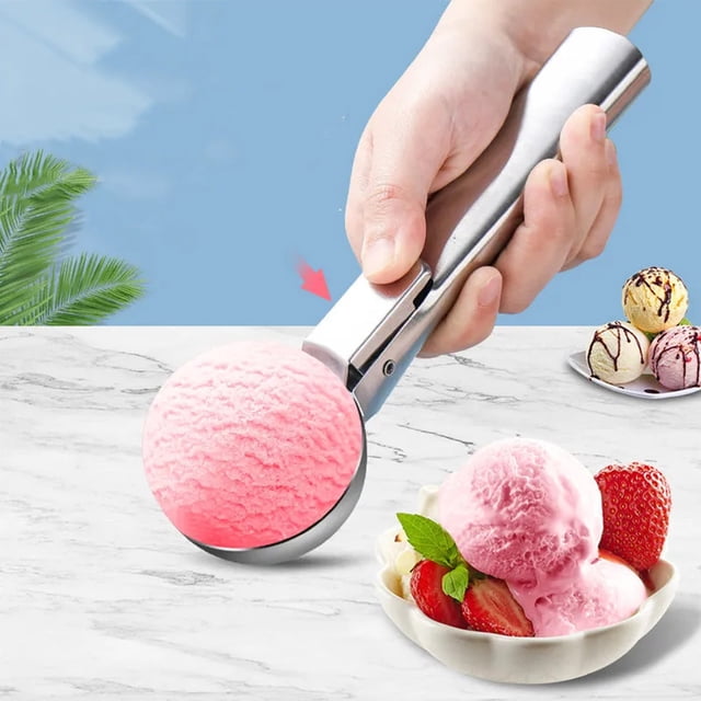 Cagogo under $5 Ice Cream Scoop, Spring-Loaded Ice Cream Scoop, One-Click Release Ice Cream Spade, Heavy Duty Stainless Steel Scooper, Anti-Freeze Gelato Tool for Hard Ice Cream