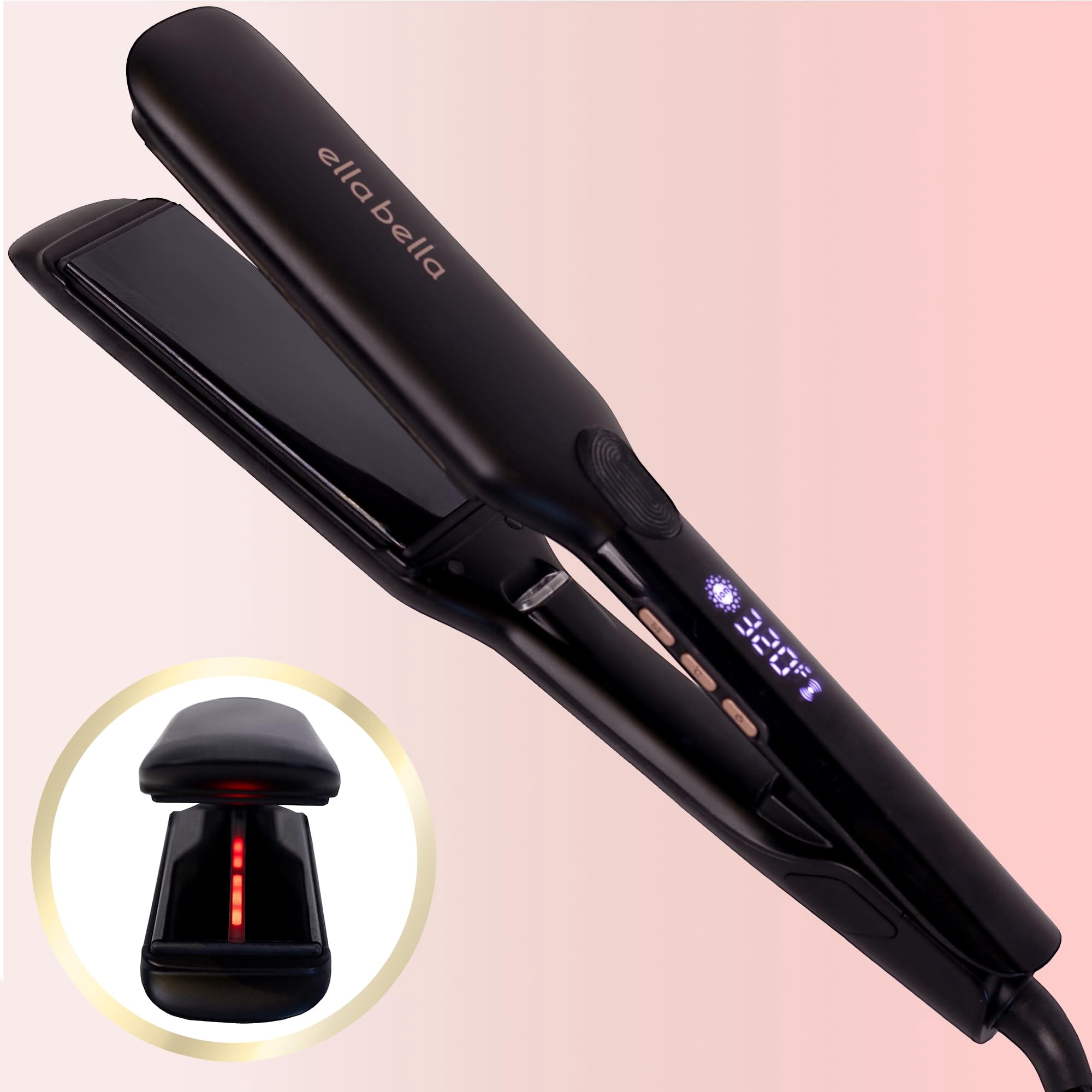 ELLA BELLA Titanium Flat Iron Hair Straightener (with Infrared) Professional Straightening Iron Digital Display to Accurately Control Temperature As Featured in Good Housekeeping