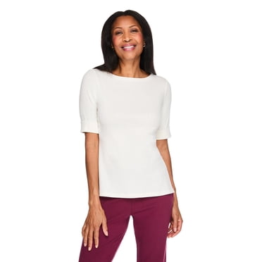 Karen Scott Women's Elbow-Sleeve Top