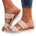 thumbnail image 1 of Sandales Boho pour Femmes de Vacances Espadrilles Ethniques à Plateforme Compensée Pantoufles de Robe Plage Décontractées à Enfiler Chaussures d'Été, 1 of 6