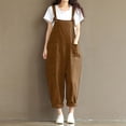 thumbnail image 2 of fartey Women Plus Size Cotton Linen Romper Casual Sleeveless Square Neck Relaxed Overalls Pockets Adjustable Strap Solid Color Rompers, 2 of 6