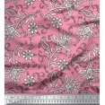 thumbnail image 1 of Soimoi Polyester Crepe Fabric Leaves & Floral Block Print Fabric by Yard 52 Inch Wide, 1 of 3