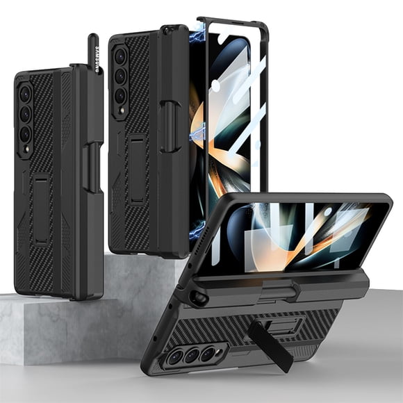 Galaxy Z Fold 4 Case 2022, Allytech Phone Case for Samsung Galaxy Z Fold 4 with S Pen Holder, Kickstand Magnetic Coverage Front Glass All-Inclusive Case for Samsung Z Fold 4, Black