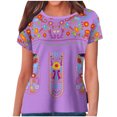 thumbnail image 1 of Birdeem Blouses pour Femmes T-Shirt Rétro Ethnique Imprimé à Manches Courtes à Col Rond pour Femmes, 1 of 12