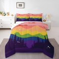 thumbnail image 1 of Erosebridal Rainbow Wave Stripe Bedding Full Comforter Set, Jungle Tree Silhouette Down Comforter, Reversible 3pcs, 1 of 7