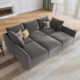 thumbnail image 4 of HONBAY Canapé Sectionnel Modulaire, Canapé-Lit Convertible 6 Pcs avec Rangement Complet pour Salon, Velours Gris Terne, 4 of 8