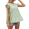 thumbnail image 1 of QualitChoice Hauts à Manches Courtes en Dentelle Été Col Rond T-shirt Décontracté Vert G, 1 of 6
