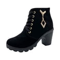 thumbnail image 2 of LSLJS Bottes pour Femmes Rétro Épaisses Heel High Heel Chaussures Bottes Grande Taille Bottes à Lacets, Bottines et Bottillons pour Femmes, Bottes pour Femmes, 2 of 5