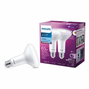 PHILIPS 7.2W (65W) BR30 Ultra High Definition Medium Base Daylight Dimmable LED Light Bulb 2 pack