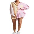 thumbnail image 1 of Ensemble d'Été Deux Pièces pour Femmes Chemise Rayée à Manches Longues et Shorts, 1 of 9