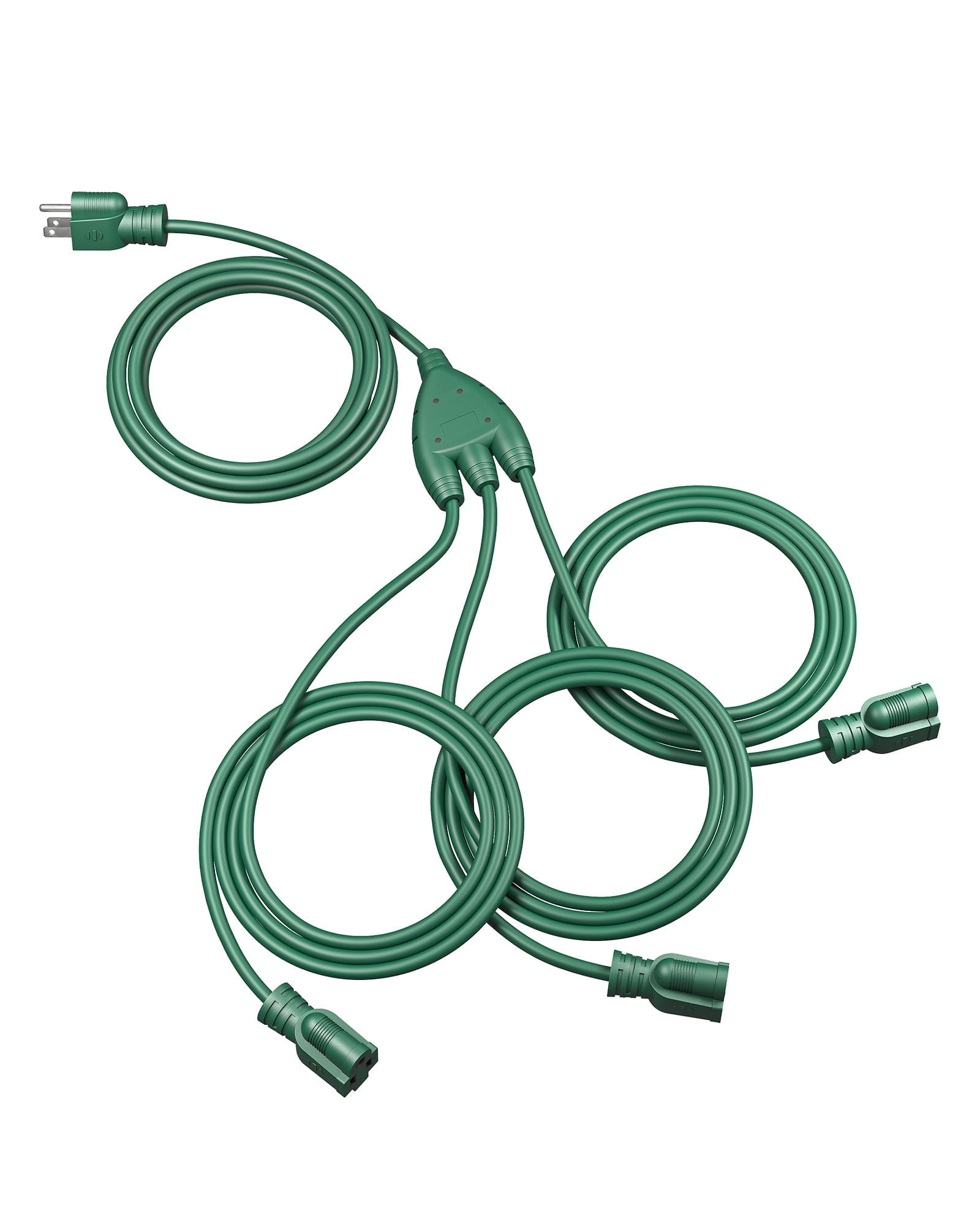 DEWENWILS 28FT (10'+6'+6'+6') Outdoor Extension Cord for Outside Christmas Lights Decoration, Multi Outlets Extension Cord Splitter 16 AWG SJTW Green