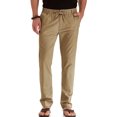 thumbnail image 1 of MAWCLOS Mens Trousers Elastic Waist Pants Drawstring Bottoms Fitted Summer Solid Color Loungewear Deep Coffee 2XL, 1 of 4