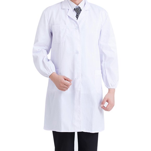 Laboratory Coat Buttons Multi Pocket Short Sleeve Pet Shop School Factory Work Clothes Internship Section Beautician Use Long Sleeve XL