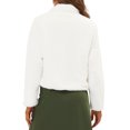 thumbnail image 3 of INSPIRE CHIC Women's Notch Collar Long Sleeve Open Front Faux Fur Fluffy Cropped Jacket XS White, 3 of 5