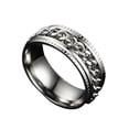 thumbnail image 2 of Trayknick Bague pour Homme Simple, Bijou de Mode Très Poli, Chaîne Rotative Incrustée, Bague de Doigt pour Fête Argent US 6, 2 of 13