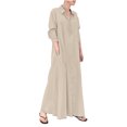 thumbnail image 2 of Meichang Robe Chemise Boutonnée pour Femmes Robe Maxi Unie Coupe Ample Manches Longues Col Longues Robes avec Poche Robe Évasée de Travail, 2 of 8