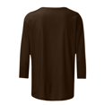 thumbnail image 5 of DPTALR T-shirt Ample Uni pour Femme, Blouse Mi-Longue à Manches 3/4, Col Rond, Hauts Décontractés, 5 of 5
