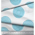 thumbnail image 3 of Soimoi Blue Moss Georgette Fabric Stripe & Floral Block Printed Fabric 1 Yard 42 Inch Wide, 3 of 3