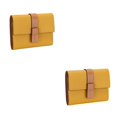 thumbnail image 4 of pitrice Leather Women Purse Rectangular Trifold for Zipper Hasp Stylish Card Holder Photo Folder Wallet Notecase Birthday Gift Yellow 2Set, 4 of 6