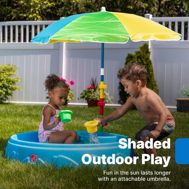 Step 2 Play & Shade Pool Plastic Toddler Pool with Umbrella and 7