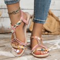 thumbnail image 2 of Bohemian Beach Dress Sandals for Women 2025 Summer Boho Braided Open Toe Flats Slingback Dressy Sandals, 2 of 6