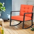 thumbnail image 2 of Gymax Fauteuil Berçant d'Extérieur en Osier pour Patio et Pelouse, Fauteuil Simple en Rotin à Bascule avec Coussin, 2 of 10