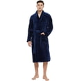 thumbnail image 1 of U2SKIIN Mens Fleece Robe, Soft Warm Long Plush Shawl Collar Fleece Bathrobe,(Navy,S-M), 1 of 5