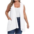 thumbnail image 1 of BLVB Women's Plus Size Sleeveless Open Front Draped Cardigan Vest Lightweight Cover Ups Coat with Pockets, 1 of 7