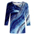 thumbnail image 5 of FAIWAD Femmes Bloc de Couleur 3/4 Chemises Col Rond Blouses Décontractées Élégantes Grande Taille Tunique de Sortie, 5 of 5