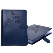 YYV Leather Magnetic Binder Folder Magnetic Transmission Leather Binder Manual Organizer Refillable Ring Binder Magnetic Closure Document Notebook Business Office Gift