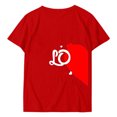 thumbnail image 2 of T-shirts à Manches Courtes pour Couples Assortis Imprimé Cœur de la Saint-Valentin Mode Décontractée Col Rond T-Shirt Ample Confortable Confortable Doux T-Shirt de Base pour Lui et Elle Vêtements de Vacances Rouge P, 2 of 6