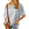 thumbnail image 1 of Meichang Women's Cold Shoulder Tops Short Sleeve Square Neck T Shirts Solid Color Basic Summer Tees Spaghetti Straped Casual Vacation Tees, 1 of 8