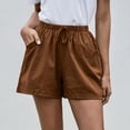 thumbnail image 2 of Timegard Cotton Linen Shorts for Women Elastic Waisted Drawstring Wide Leg Lounge Shorts with Pocket, 2 of 7