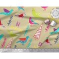thumbnail image 3 of Soimoi Beige Poly Georgette Fabric Text & Bird Artistic Fabric Prints By Yard 52 Inch Wide, 3 of 5
