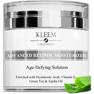 KLEEM ORGANICS Retinol Hydratant - Crème anti-rides pour réduire les rides, les taches foncées et les dommages au soleil - Le meilleur pour le visage, cou & Décollé avec 2.5% Retinol et acide hyaluronique - Meilleurs résultats en 6 Semaines