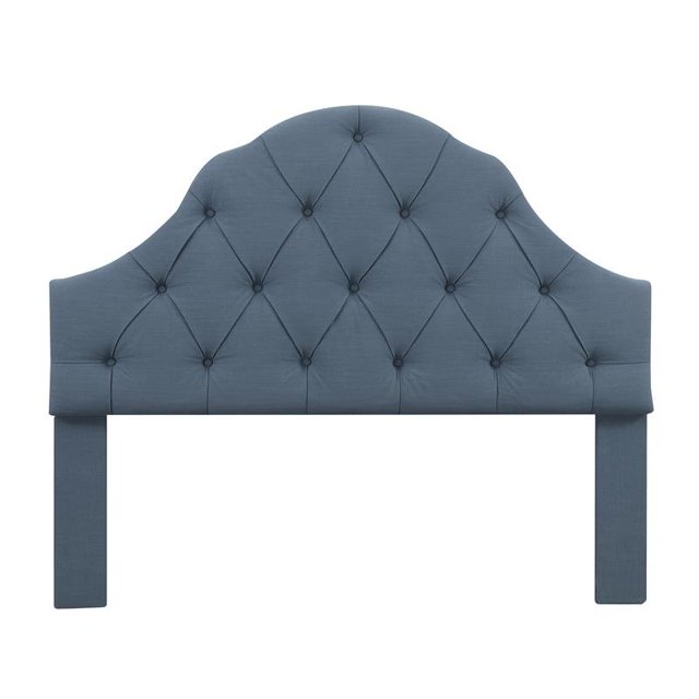 Scalloped Tufted King Headboard in Thames River Blue