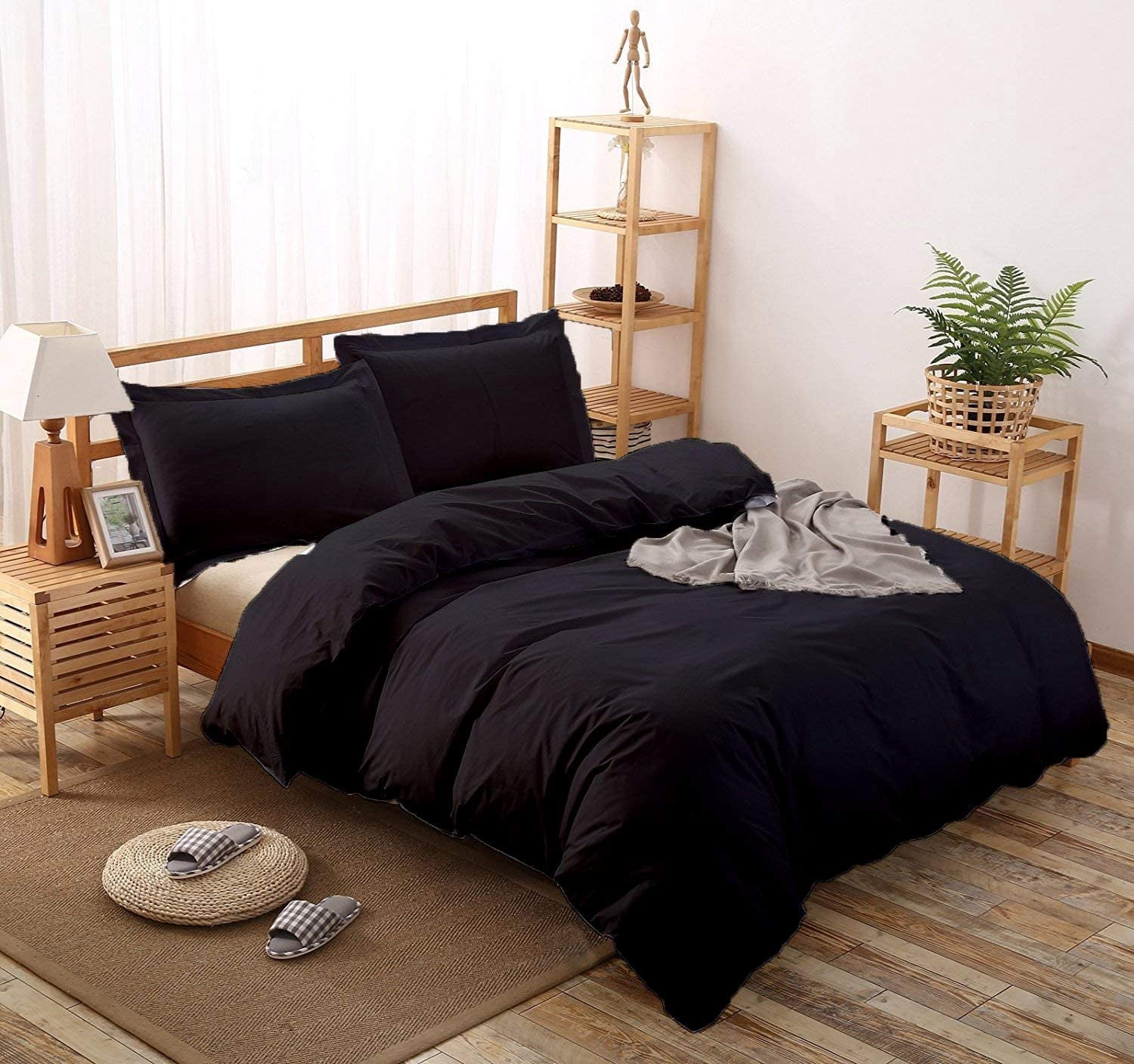 800 Thread Count 100% Egyptian Cotton 3 Piece Duvet Set with Zipper Closure & Corner 3 Pc Duvet Set Solid Pattern