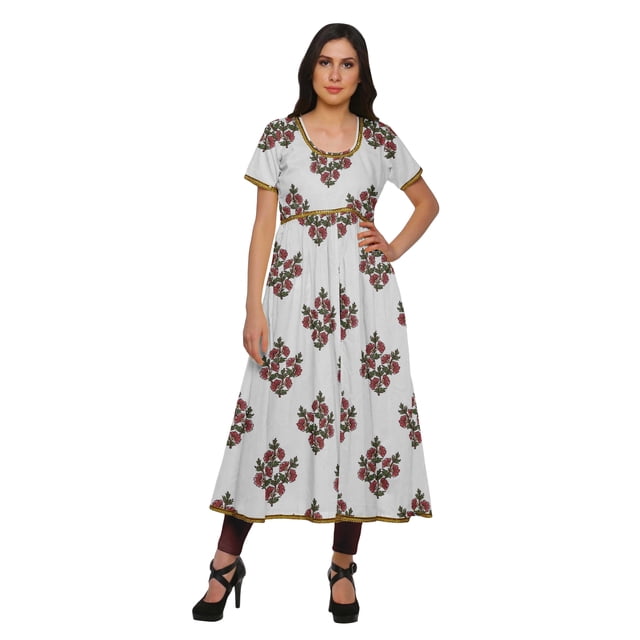 Moomaya Kurta Imprimée pour Femmes, Hauts à Fente avant, Tunique Kurti d'Été pour Femmes