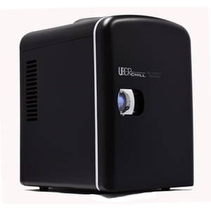 Uber Appliance UB-CH1 Uber Chill Mini Fridge 6-can portable Thermoelectric Cooler and Warmer mini fridge for bedroom, office or dorm (Blackout Matte Black)