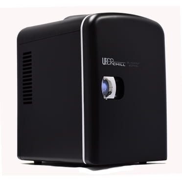 Uber Appliance UB-CH1 Uber Chill Mini Fridge 6-can portable Thermoelectric Cooler and Warmer mini fridge for bedroom, office or dorm (Blackout Matte Black)