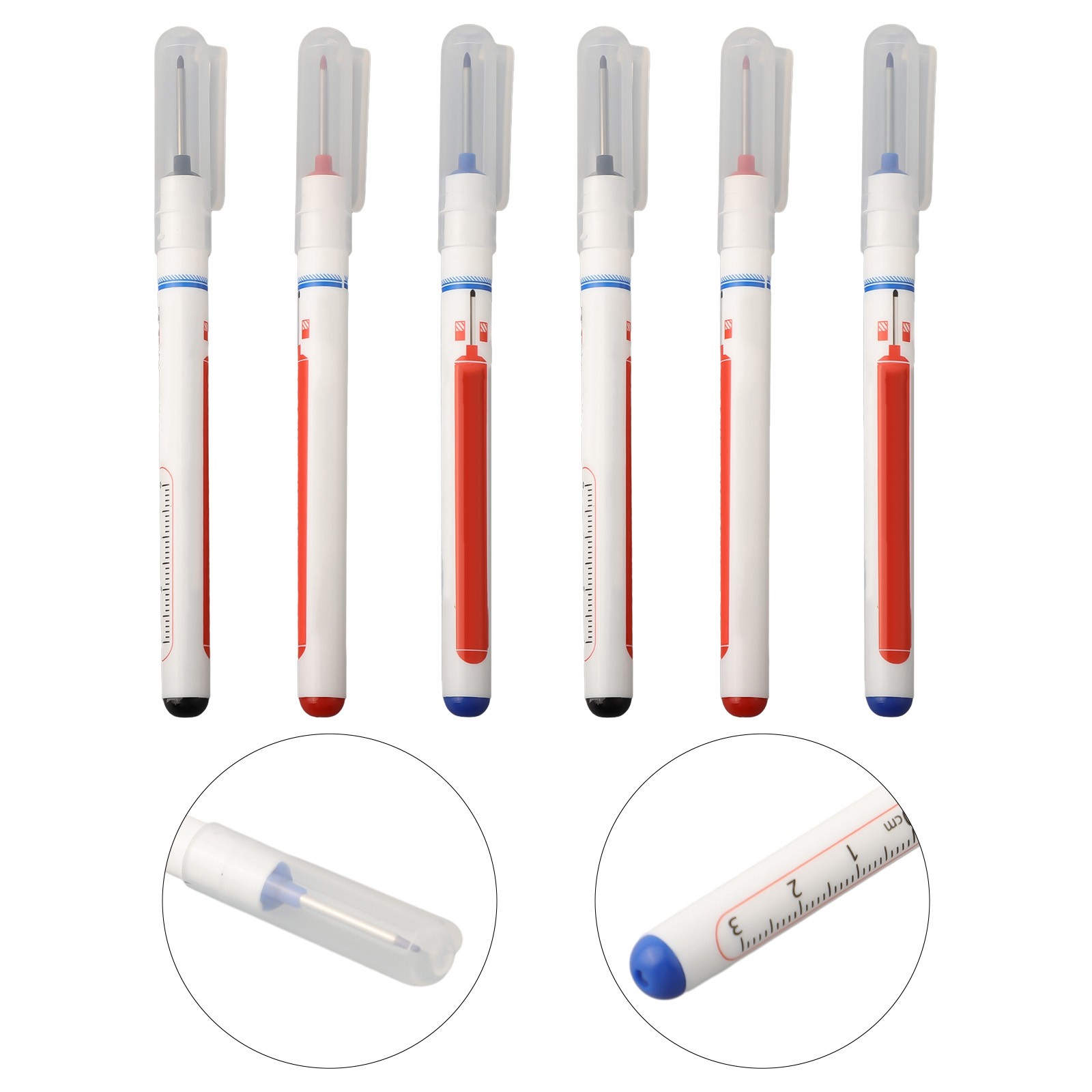 MYG 6x Multi-purpose Long Head Markers Deep Hole Marker Pen For Bathroom Woodworking
