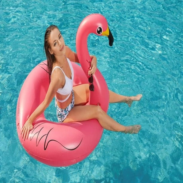 Jouet gonflable flamant rose, bouée de natation,bouée chevauchable pour plage - Longueur 127 x