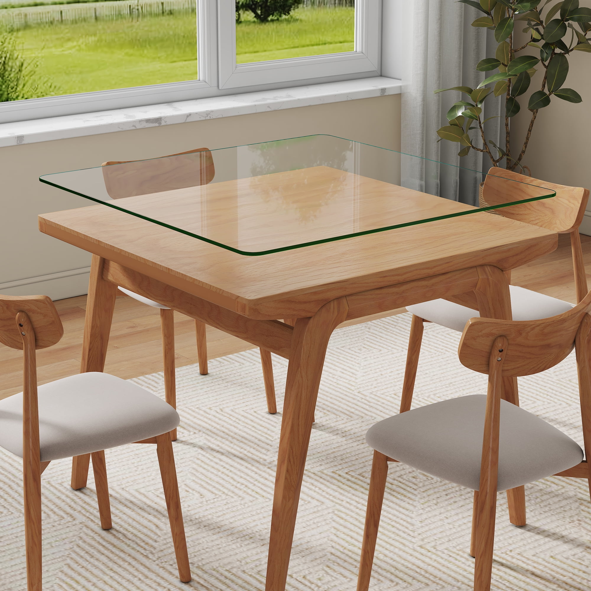 Noble House Table basse en verre trempé carré 36", transparent résistant à la chaleur, pour cuisine et restaurant, transparent