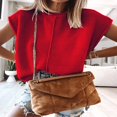 thumbnail image 4 of Women Solid Color Sweater Vests Crew Neck Cap Sleeve Loose Pullovers, 4 of 5