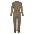 thumbnail image 5 of Mrat Two Piece Sweater Sets for Women 2 Piece Jogging Sets Solid Polyester Long Sleeve Sweatsuits Sets Two Piece Track Suits Drawstring High Waist Pants Set Comfy Outfits E-Coffee L, 5 of 5