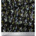 thumbnail image 2 of Soimoi Black polyester Crepe Fabric Floral Love Text Print Sewing Fabric Yard 42 Inch Wide, 2 of 5