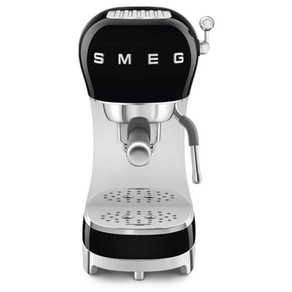 Smeg Machine à Espresso Manuelle Style Rétro des Années 50, 4 Boissons, Système de Chauffage Thermobloc, Noir, ECF02BLUS